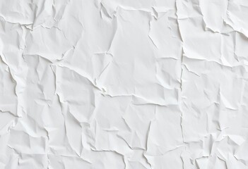 Fototapeta premium Aged white paper, deeply creased and crumpled, showing significant texture and grunge, template, uneven