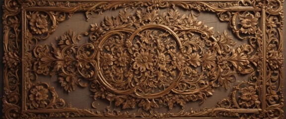 Intricate floral carvings frame antique scroll; mystical vibe,  vintage,  craft