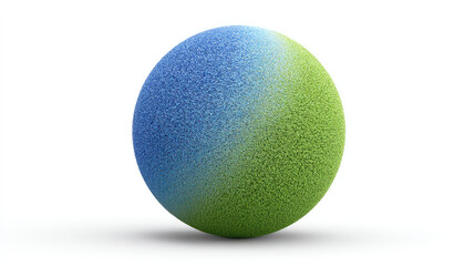 Obraz premium A vibrant sphere, two-toned in a gradient of light blue and light green. The texture is a soft, slightly rough material, like a textured fabric or felt