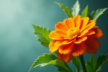 Beautiful marigold flower bouquet with green leaves, bloom, festive, harvest