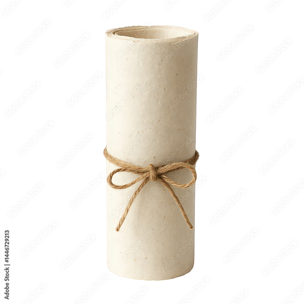 Poster a classical rolled scroll crafted from textured paper, neatly fastened with a delicate hemp twine bo