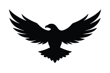 Silhouette vector of an eagle in flight with spread wings on a white background