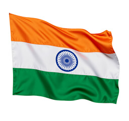 India Flag Waving, Orange White Green, Ashoka Chakra, Transparent Background
