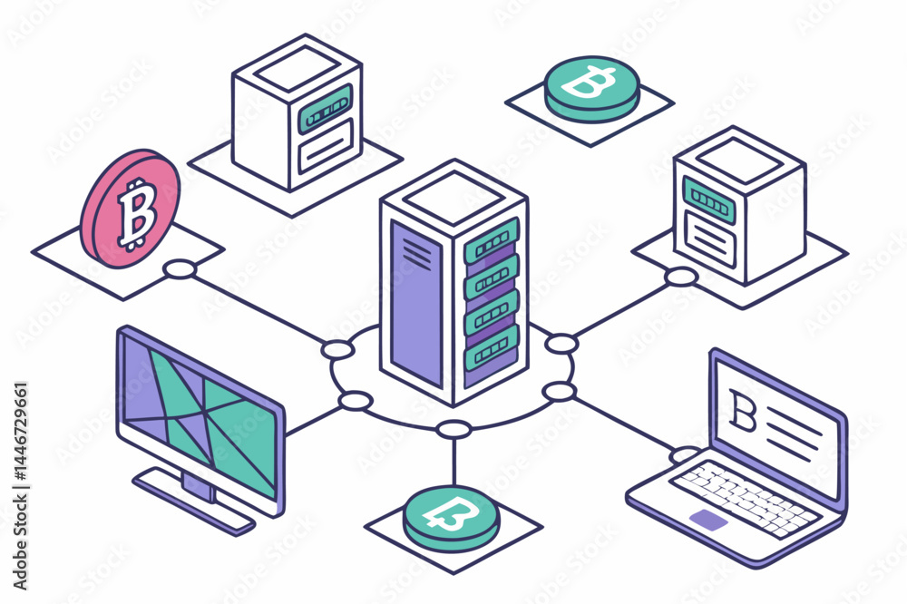 Aufkleber cloud computing concept with servers and digital devices