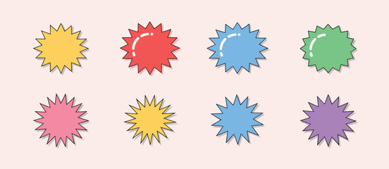 Six Colorful Starburst Shapes for Design Elements