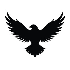 Naklejka premium Silhouette vector of an eagle in flight with spread wings on a white background