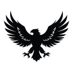 Obraz premium Silhouette vector of an eagle in flight with spread wings on a white background