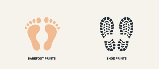 Barefoot and Shoe Prints Comparison Graphic