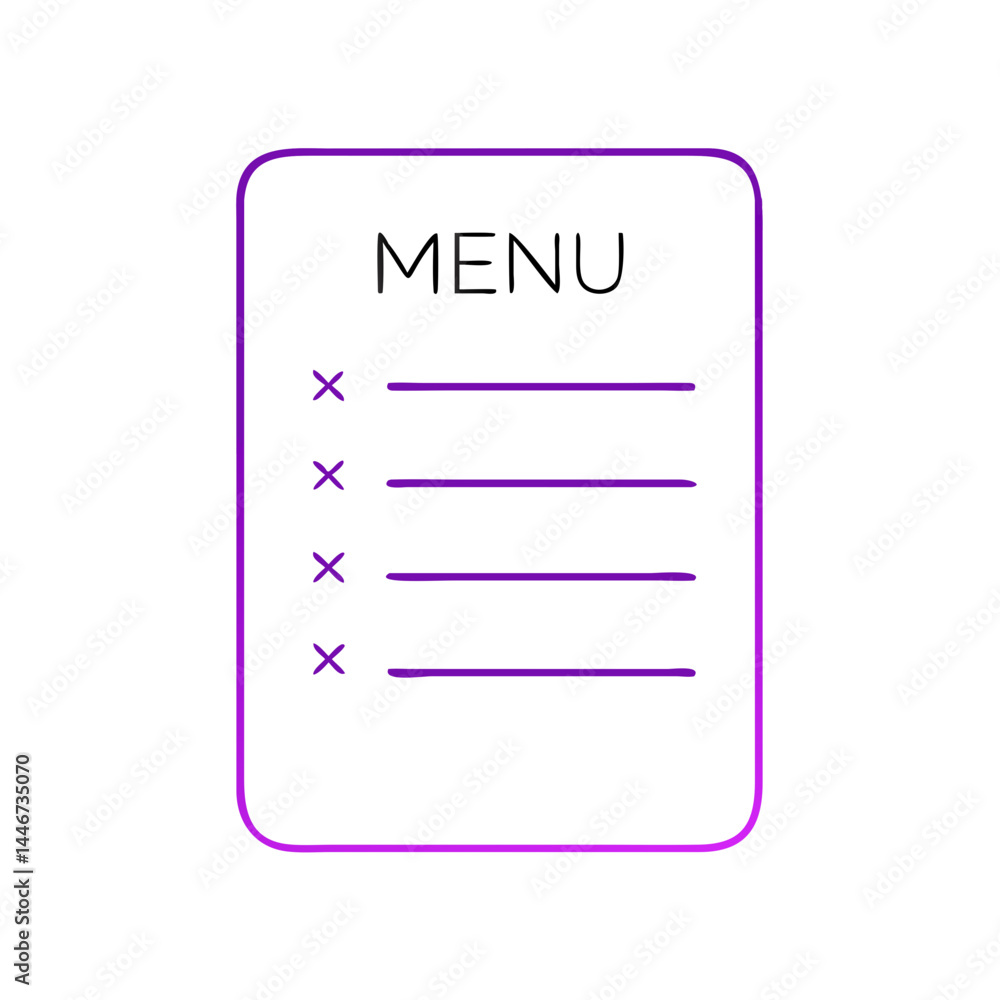 Poster minimalistic menu icon with checkboxes in purple outline