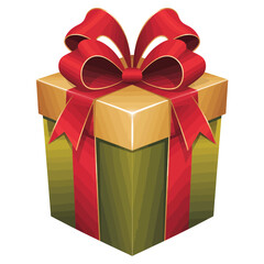 Green Gift Box with Red Ribbon and Bow