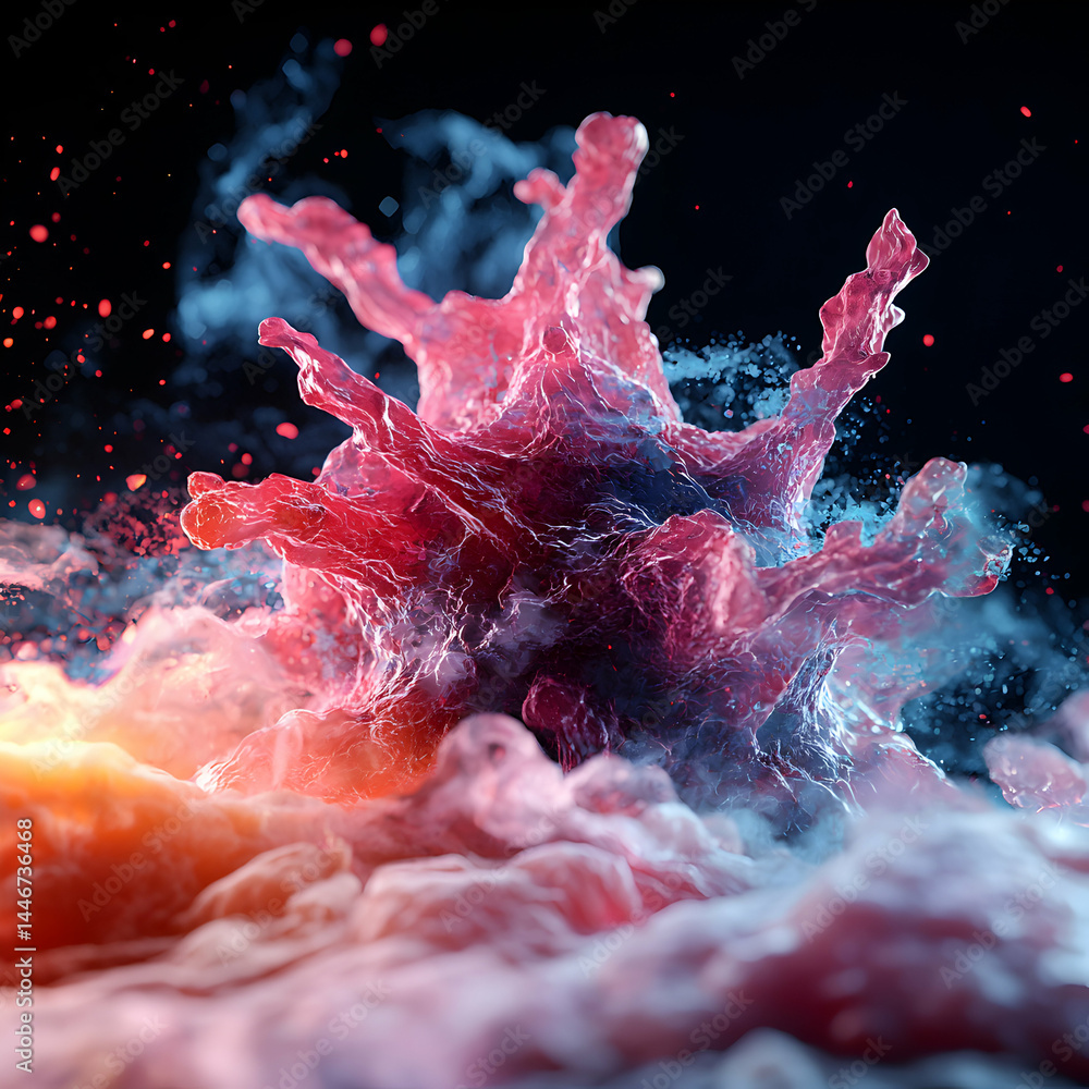 Poster a captivating artistic image depicting a cell. it appears to be undergoing a biological process. sui