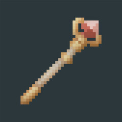 Fototapeta premium ruby staff in pixel art style in isolated background