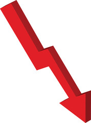 Red arrow pointing down, economic recession, business loss
