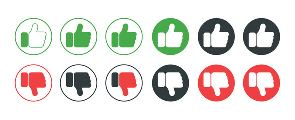 Thumbs Up and Thumbs Down Icons in Various Colors
