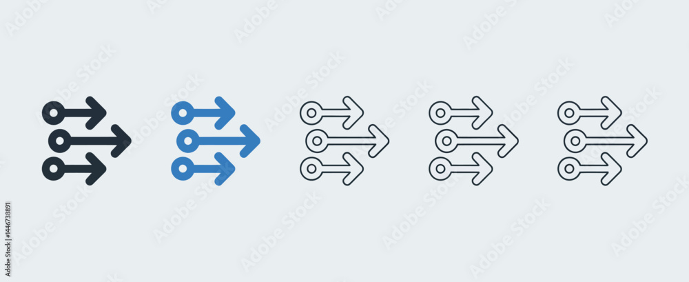 Poster multiple arrows pointing right icon set in different styles