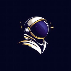 Fototapeta premium Modern vector art of an astronaut helmet against starry night backdrop creating a cosmic and futuristic theme illustration