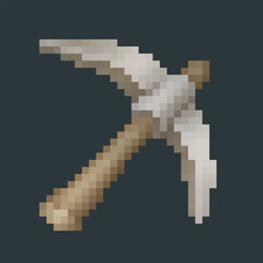 pickaxe in pixel art style with isolated background