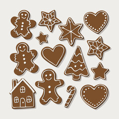 Assorted Delicious Christmas Gingerbread Cookies Collection