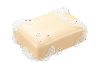 Beige Soap with Lace Wrapping isolated on transparent background