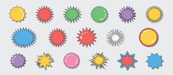 Collection of Colorful Starburst and Sunburst Shapes