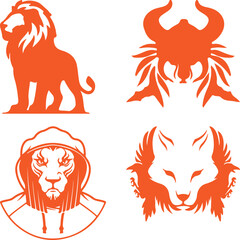 Lion bundil simple icon. Vector ICON all icon Viktor