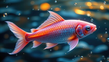 Naklejka premium A radiant fish with smooth scales, glowing softly in the water.