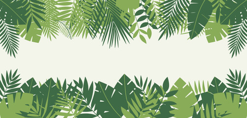 Tropical Green Leaves Border Frame Background Illustration
