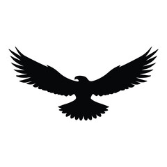 Obraz premium Silhouette of an eagle flying with spread wings on a white background
