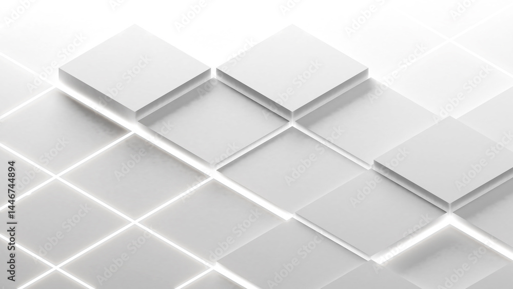 Aufkleber abstract technology background image white digital box shape,science and technology concept,3d rende
