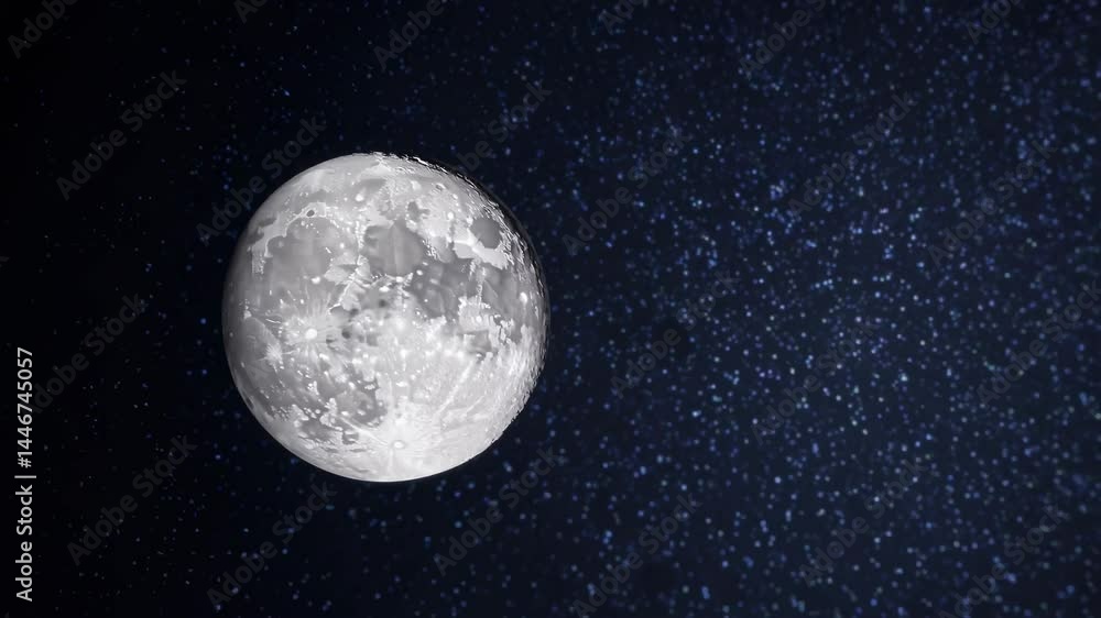 Poster a video captures a space scene with a low-angle view of a planet's surface on the left and a starry 