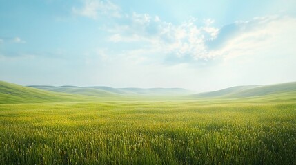Serene rolling hills, grassy field, sunny day, peaceful landscape, nature background