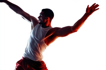 Aerobics instructor leading energetic class, isolated