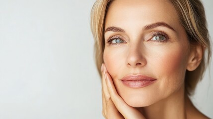 Fototapeta premium Radiant beauty, portrait of a stunning woman showcasing skincare wellness