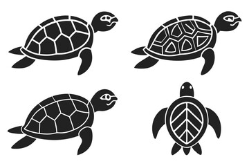 set of Turtle icon silhouette vector illustration