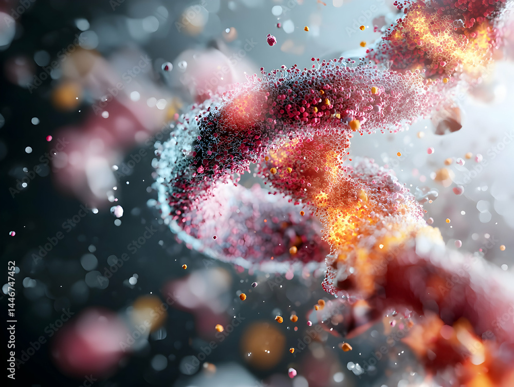 Poster abstract 3d rendering of a biological structure with a focus on detail and a dynamic perspective. su