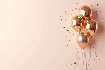 Obraz premium Elegant birthday card design with minimalist metallic balloons for special celebrations
