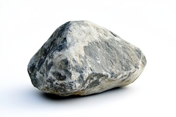 Fototapeta premium A single grey stone isolated on a white background a natural rock specimen showing texture and detail ideal for various design projects and presentations demonstrating natural beauty geological gray