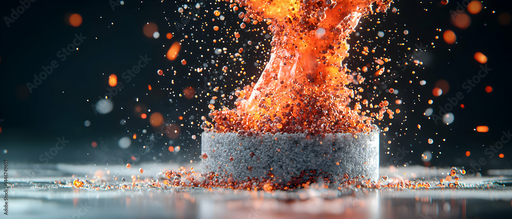 Poster abstract explosion image showing a liquid column erupting. excellent for product visuals dynamic art