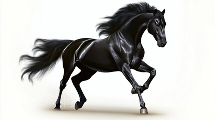 Obraz premium Powerful black horse in full gallop