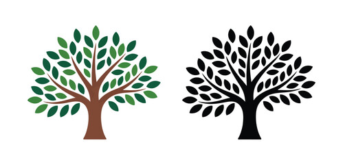 Green and Black Stylized Tree Icons for Nature Designs