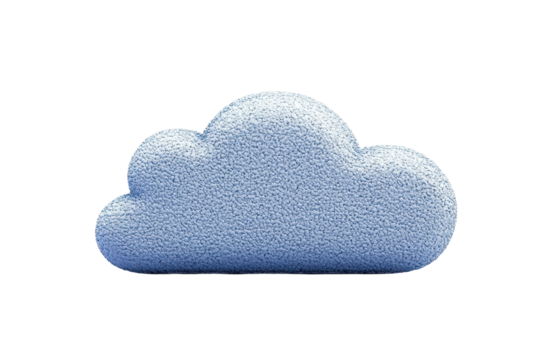 Light blue, textured cloud shape, digitally rendered.  It has a soft, fluffy appearance and is set against a dark background.
