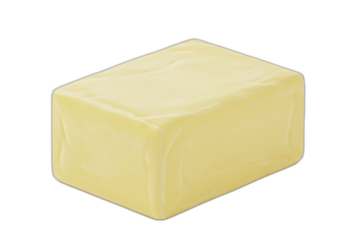 Yellow cube with sharp edges and smooth surfaces, casting a soft shadow, isolated on transparent background.
