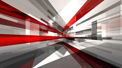 Abstract Red White Gray Geometric Shapes Lines Perspective Architecture Design