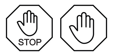 Fototapeta premium Stop, do not cross, ban, forbidden and alert icon set. Stop sign isolated. stop hand icon.