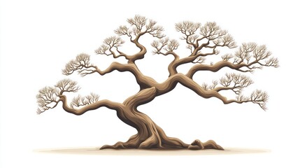 Mature bonsai tree illustration