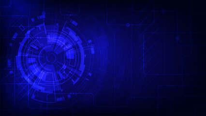 Fototapeta premium Abstract Digital Technology Circuit Future Blue Background, Cyber ​​Science Technology, Future
