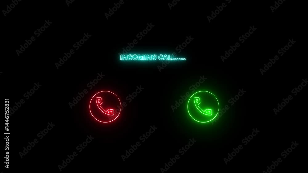 Poster Incoming Call Neon Animation With Accept And Decline Buttons