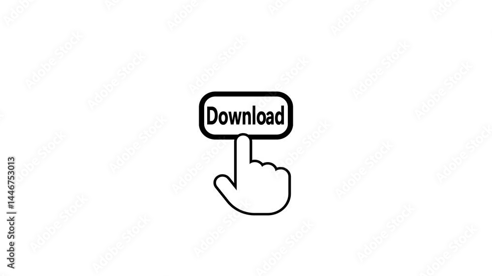 Poster download button click animation on white background