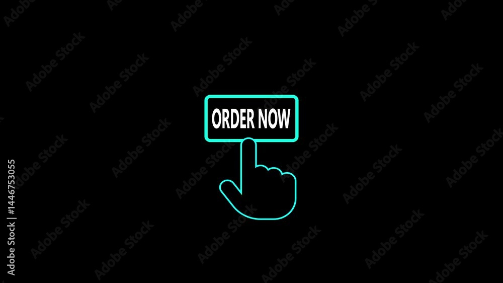 Poster order now button with hand click animation