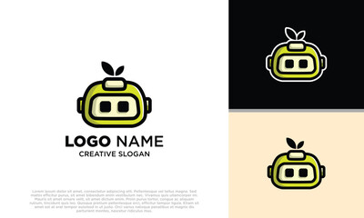 Fototapeta premium green robot character with leaf